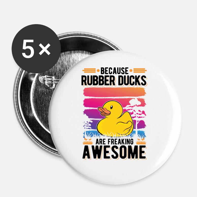 Rubber Duck Gift Squeaky Duck Bathing Duck - Buttons large 2.2''/56 mm (5-pack) - white