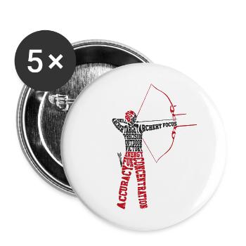 Archery Bow Archer Word Cloud - Buttons groß 56 mm (5er Pack) - Weiß - Vorne