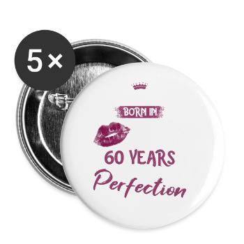 60ème anniversaire 60 ans de perfection Princesse 1963 - Lot de 5 grands badges (56 mm) - blanc - Devant