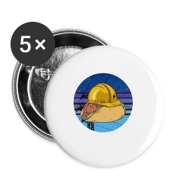 Taco elektriker geschenk - Buttons groß 56 mm (5er Pack) - Weiß - Vorne