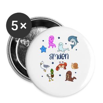 Süße Tiere in Emden - Buttons groß 56 mm (5er Pack) - Weiß - Vorne