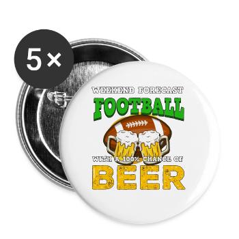 Football beer gift - Buttons large 2.2''/56 mm (5-pack) - white - Front