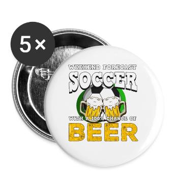 Bière de football - Lot de 5 grands badges (56 mm) - blanc - Devant