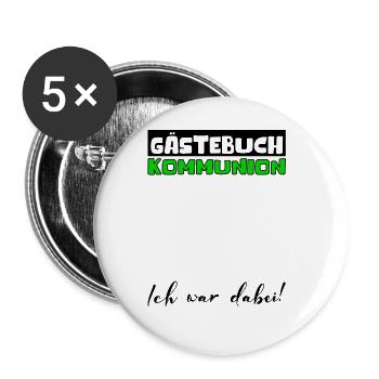Gästebuch Kommunion Mädchen Jungen Erstkommunion - Buttons groß 56 mm (5er Pack) - Weiß - Vorne