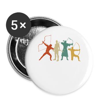 Archery Bow Archer Retro Vintage - Buttons groß 56 mm (5er Pack) - Weiß - Vorne