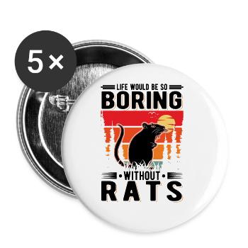 Rat Gift House Rat - Buttons large 2.2''/56 mm (5-pack) - white - Front