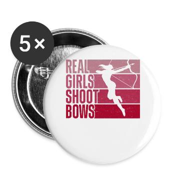 Archery Bow Archer Girl Vintage - Buttons large 2.2''/56 mm (5-pack) - white - Front