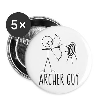 Archery Bow Archer Vintage Archer - Buttons groß 56 mm (5er Pack) - Weiß - Vorne
