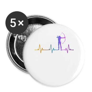 Archery Bow Archer Girl Heartbeat - Buttons groß 56 mm (5er Pack) - Weiß - Vorne