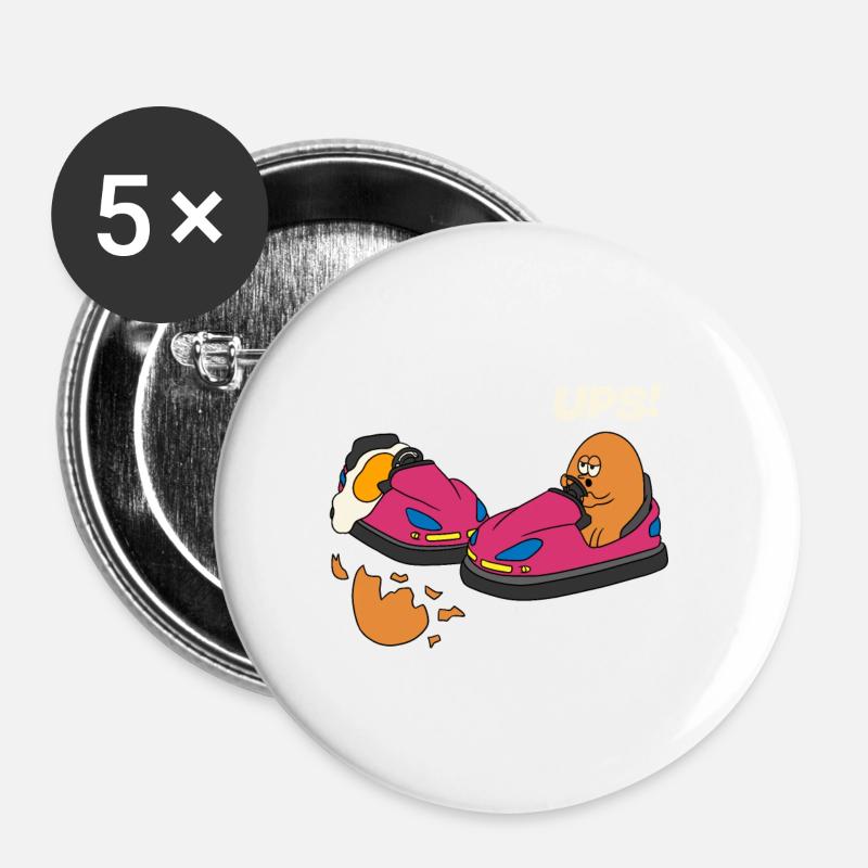 Eier reitstoß auto geschenk - Buttons groß 56 mm (5er Pack) - Weiß