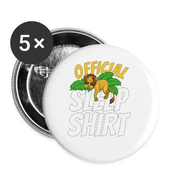 Sleeping lion gift - Buttons large 2.2''/56 mm (5-pack) - white - Front