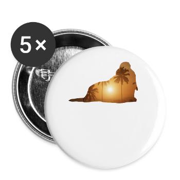 Sommerstrand - Basset Hound - Buttons groß 56 mm (5er Pack) - Weiß - Vorne