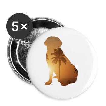 Sommerstrand - Labrador Retriever - Buttons groß 56 mm (5er Pack) - Weiß - Vorne