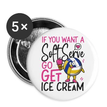 Volleyball Player Team Ice Cream - Buttons groß 56 mm (5er Pack) - Weiß - Vorne