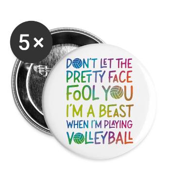 Volleyball Player Team Girl - Buttons large 2.2''/56 mm (5-pack) - white - Front
