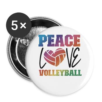 Volleyball Player Team Peace Love - Buttons large 2.2''/56 mm (5-pack) - white - Front