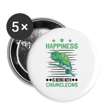 Happiness is being with Chameleons Chameleon - Buttons large 2.2''/56 mm (5-pack) - white - Front
