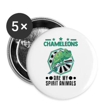 Chamäleon Spirit Animal Chameleon - Buttons groß 56 mm (5er Pack) - Weiß - Vorne