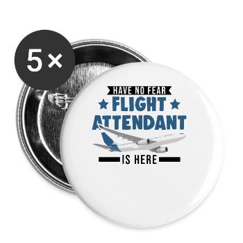 Flugbegleiter Geschenk Flugbegleiterin - Buttons groß 56 mm (5er Pack) - Weiß - Vorne