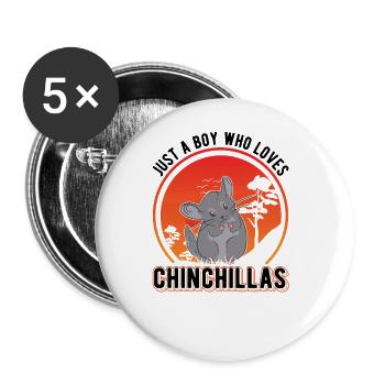 Juste un garçon qui aime Chinchillas Junge - Lot de 5 grands badges (56 mm) - blanc - Devant