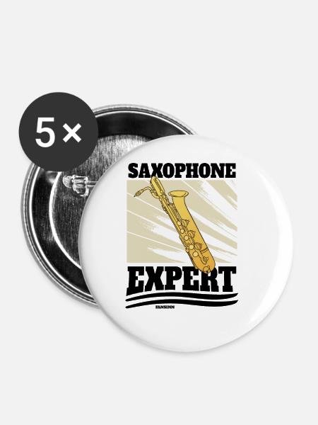 Saxophone Expert - Buttons groß 56 mm (5er Pack) - Weiß