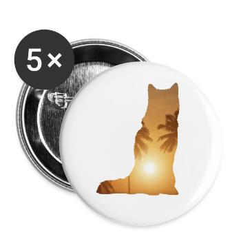 Sommerstrand - Siberischer Husky - Buttons groß 56 mm (5er Pack) - Weiß - Vorne