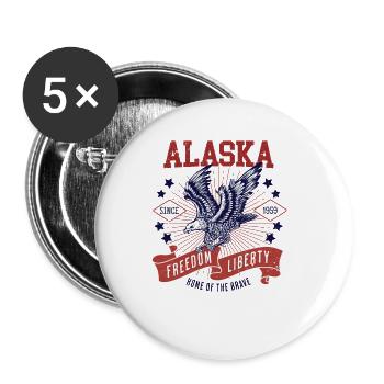 Retro USA Eagle Freedom 1959 Vintage Alaska - Buttons large 2.2''/56 mm (5-pack) - white - Front