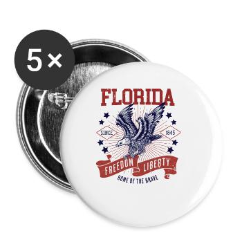 Retro USA Adler Freiheit 1845 Vintage Florida - Buttons groß 56 mm (5er Pack) - Weiß - Vorne