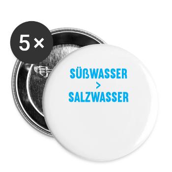 Süßwasser größer Salzwaser Tauchen Tauch Taucher - Buttons groß 56 mm (5er Pack) - Weiß - Vorne