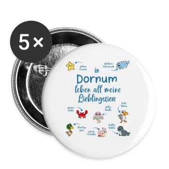 Meine Lieblingstiere in Dornum - Buttons groß 56 mm (5er Pack) - Weiß - Vorne