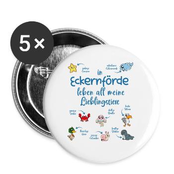 Meine Lieblingstiere in Eckernförde - Buttons groß 56 mm (5er Pack) - Weiß - Vorne