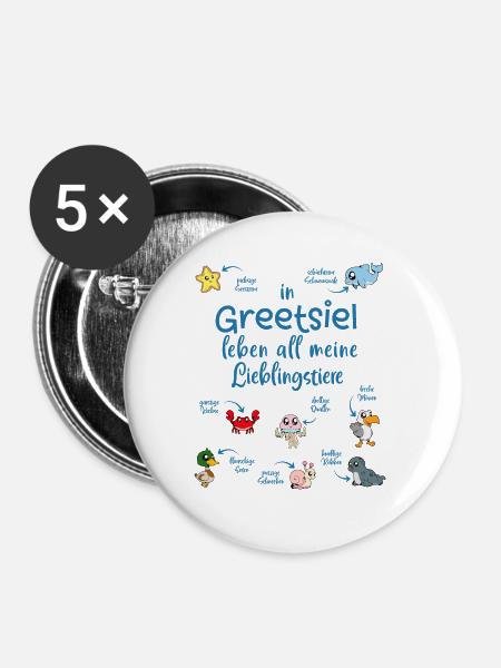 Meine Lieblingstiere in Greetsiel - Buttons groß 56 mm (5er Pack) - Weiß