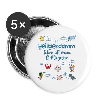 Meine Lieblingstiere in Heiligendamm - Buttons groß 56 mm (5er Pack) - Weiß - Vorne