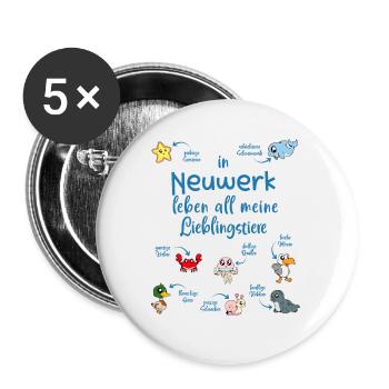Meine Lieblingstiere in Neuwerk - Buttons groß 56 mm (5er Pack) - Weiß - Vorne
