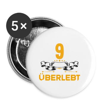 Ich habe 9 Jahre Ehe überlebt 9.Hochzeitstag - Buttons groß 56 mm (5er Pack) - Weiß - Vorne