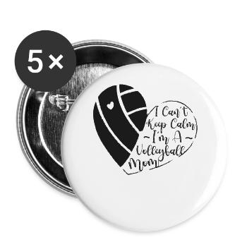 Joueuse de volleyball Équipe Maman Mère - Lot de 5 grands badges (56 mm) - blanc - Devant