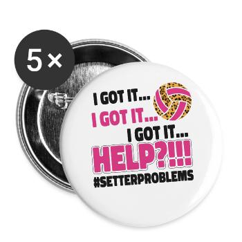 Volleyball Player Team Setter - Buttons large 2.2''/56 mm (5-pack) - white - Front