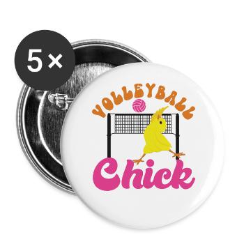 Volleyball Player Team Chicken - Buttons large 2.2''/56 mm (5-pack) - white - Front