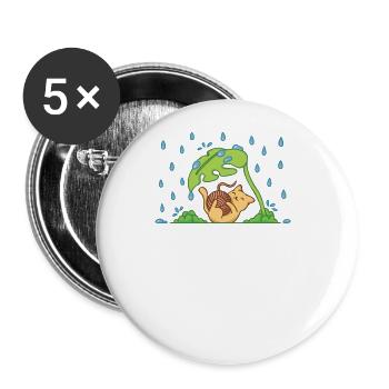 Stubentiger Regentropfen Katze Miau - Buttons groß 56 mm (5er Pack) - Weiß - Vorne