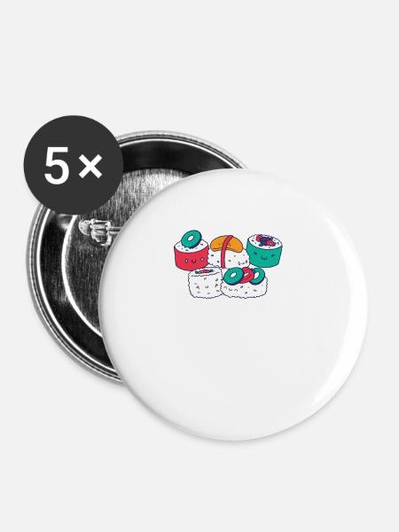 Sushi - Buttons groß 56 mm (5er Pack) - Weiß