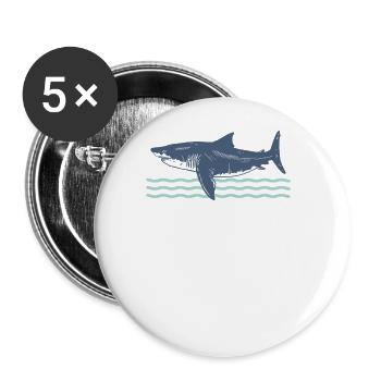 Mrs. Shark Sea Monster Underwater - Buttons large 2.2''/56 mm (5-pack) - white - Front