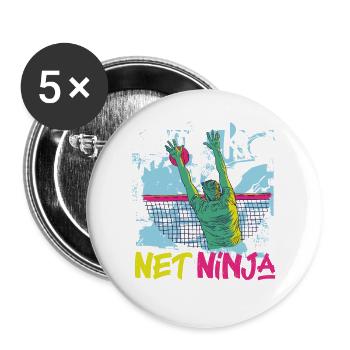 Volleyball Player Team Ninja 80s - Buttons groß 56 mm (5er Pack) - Weiß - Vorne