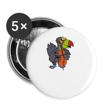 Comic Tukan spielt Cello - Buttons groß 56 mm (5er Pack) - Weiß - Vorne
