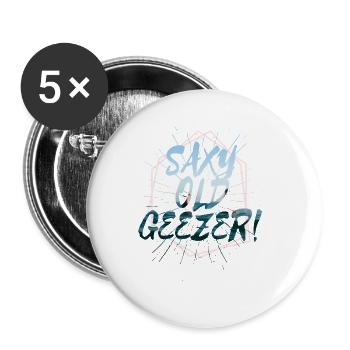 Sächsisches Altersgeschenk für ältere Männer - Buttons groß 56 mm (5er Pack) - Weiß - Vorne