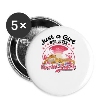 Bearded Dragon Girl Bearded Dragon - Buttons large 2.2''/56 mm (5-pack) - white - Front