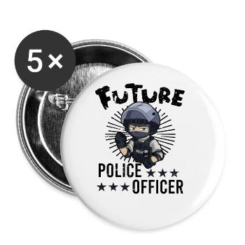 Police Cop Officer Police Office - Buttons large 2.2''/56 mm (5-pack) - white - Front