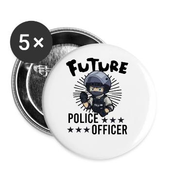 Police Cop Officer Police Office - Buttons large 2.2''/56 mm (5-pack) - white - Front