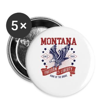 Retro USA Eagle Freedom 1889 Vintage Montana - Lot de 5 grands badges (56 mm) - blanc - Devant