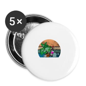 Cadeau de vin de boisson de jardin - Lot de 5 grands badges (56 mm) - blanc - Devant