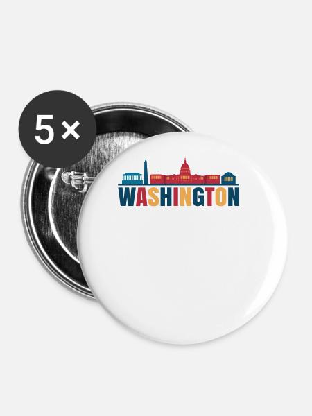 Washington-skyline - Buttons groß 56 mm (5er Pack) - Weiß